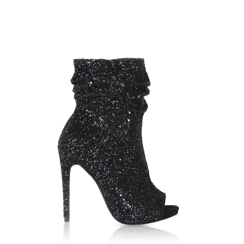 NEW Nelly Bernal Black Glitter Boot Slouch Bootie